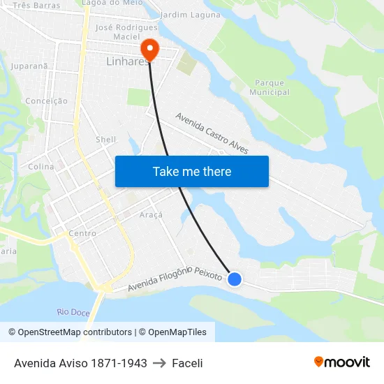 Avenida Aviso 1871-1943 to Faceli map