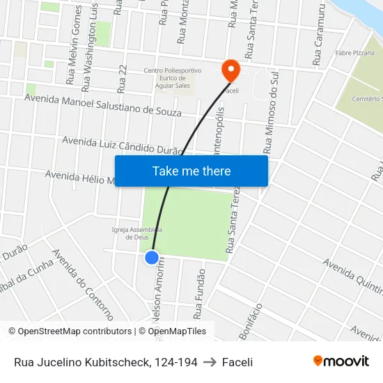 Rua Jucelino Kubitscheck, 124-194 to Faceli map