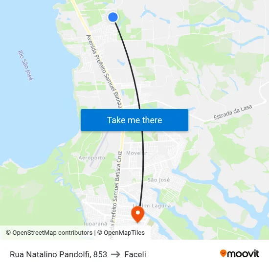 Rua Natalino Pandolfi, 853 to Faceli map