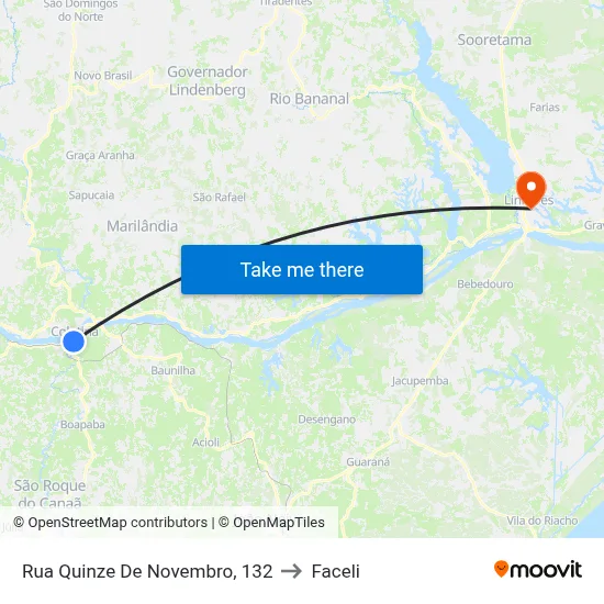 Rua Quinze De Novembro, 132 to Faceli map