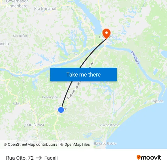 Rua Oito, 72 to Faceli map