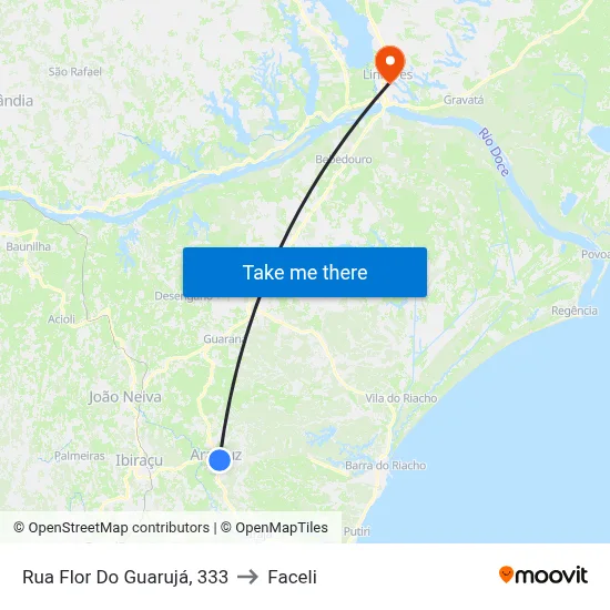 Rua Flor Do Guarujá, 333 to Faceli map