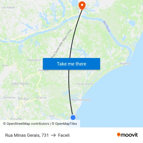 Rua Minas Gerais, 731 to Faceli map