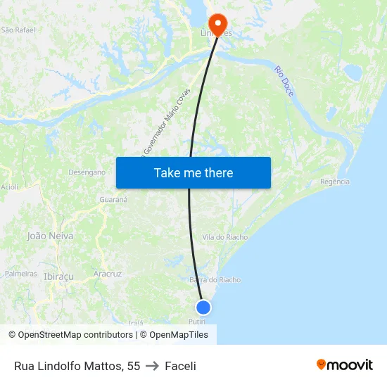 Rua Lindolfo Mattos, 55 to Faceli map