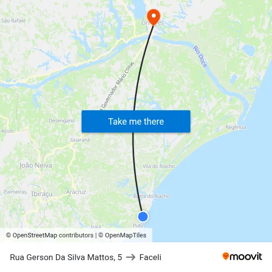 Rua Gerson Da Silva Mattos, 5 to Faceli map