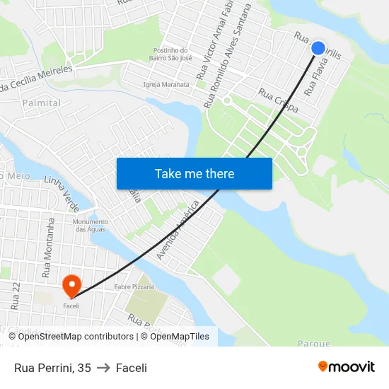 Rua Perrini, 35 to Faceli map