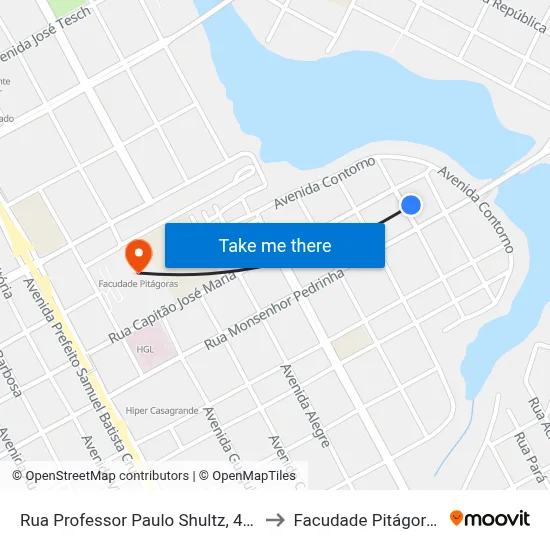 Rua Professor Paulo Shultz, 446 to Facudade Pitágoras map
