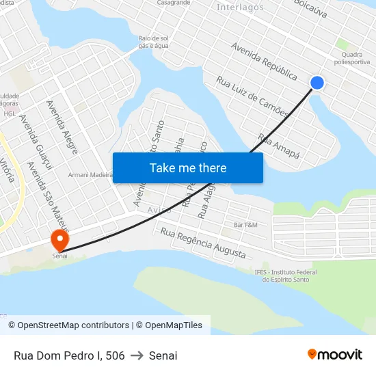 Rua Dom Pedro I, 506 to Senai map