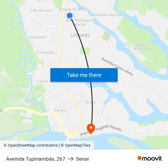 Avenida Tupinambás, 267 to Senai map