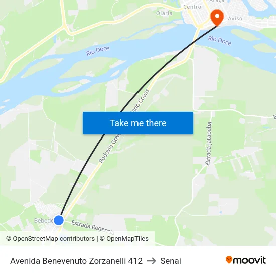 Avenida Benevenuto Zorzanelli 412 to Senai map