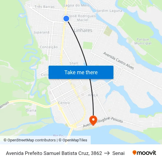 Avenida Prefeito Samuel Batista Cruz, 3862 to Senai map