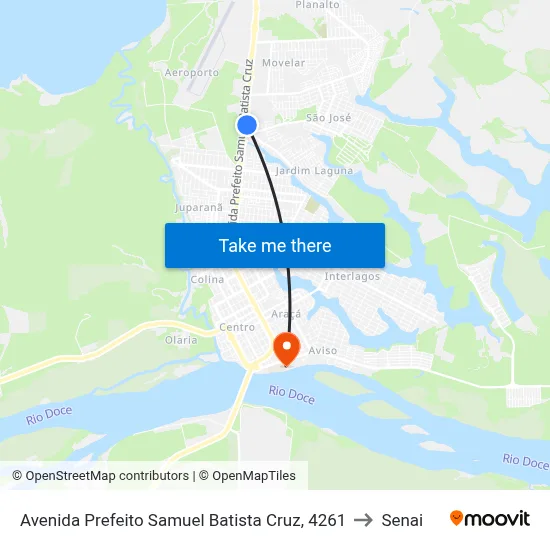 Avenida Prefeito Samuel Batista Cruz, 4261 to Senai map