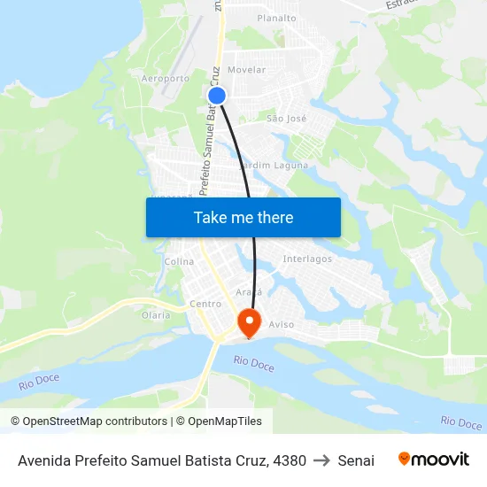 Avenida Prefeito Samuel Batista Cruz, 4380 to Senai map