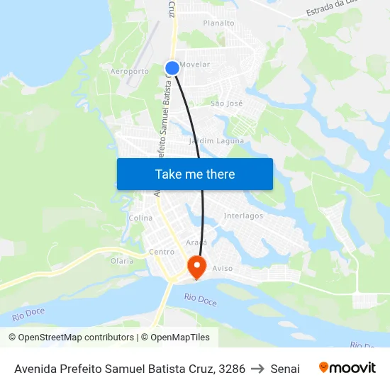Avenida Prefeito Samuel Batista Cruz, 3286 to Senai map