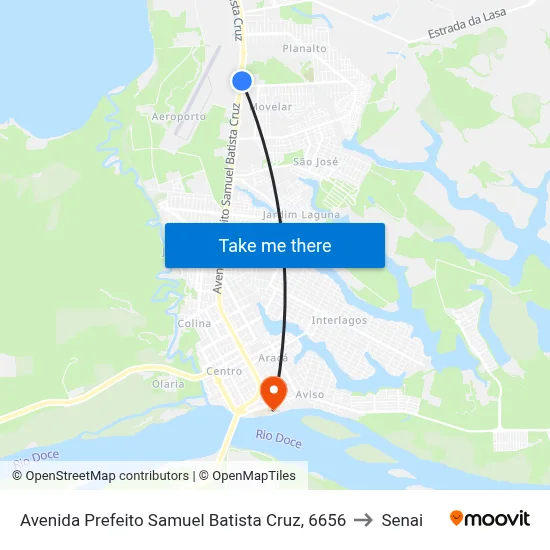 Avenida Prefeito Samuel Batista Cruz, 6656 to Senai map