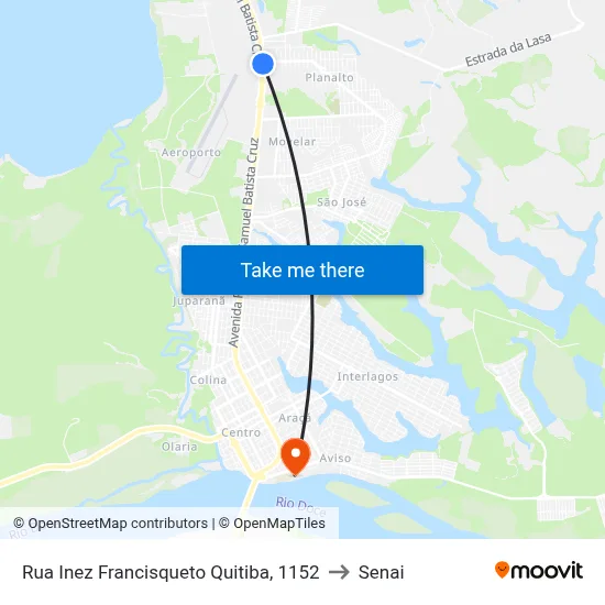 Rua Inez Francisqueto Quitiba, 1152 to Senai map