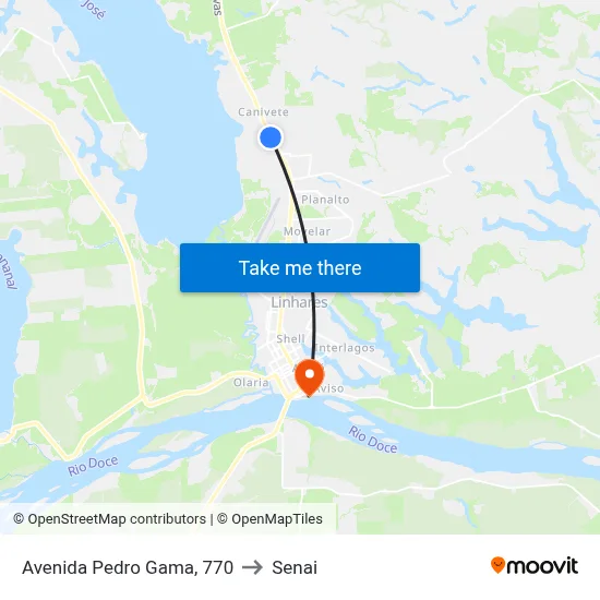 Avenida Pedro Gama, 770 to Senai map