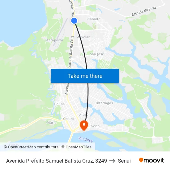 Avenida Prefeito Samuel Batista Cruz, 3249 to Senai map