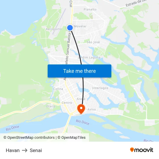 Havan to Senai map