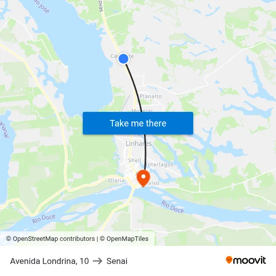 Avenida Londrina, 10 to Senai map