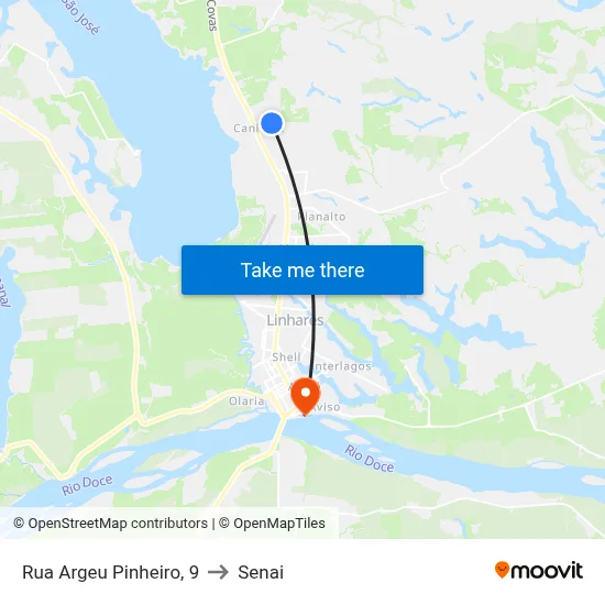 Rua Argeu Pinheiro, 9 to Senai map