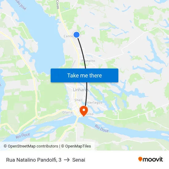 Rua Natalino Pandolfi, 3 to Senai map