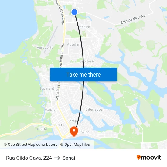 Rua Gildo Gava, 224 to Senai map