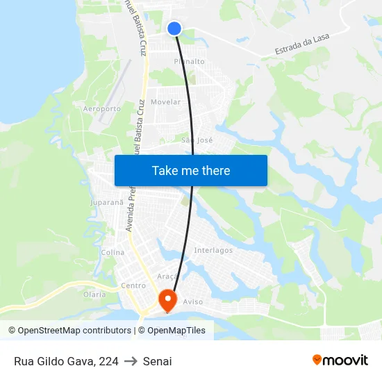 Rua Gildo Gava, 224 to Senai map