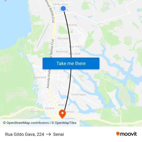 Rua Gildo Gava, 224 to Senai map