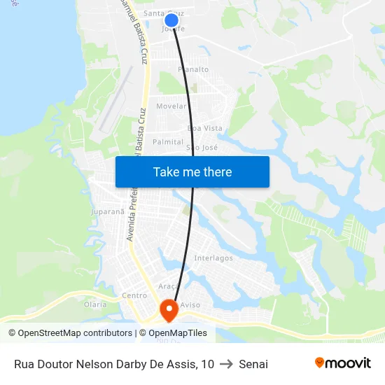 Rua Doutor Nelson Darby De Assis, 10 to Senai map