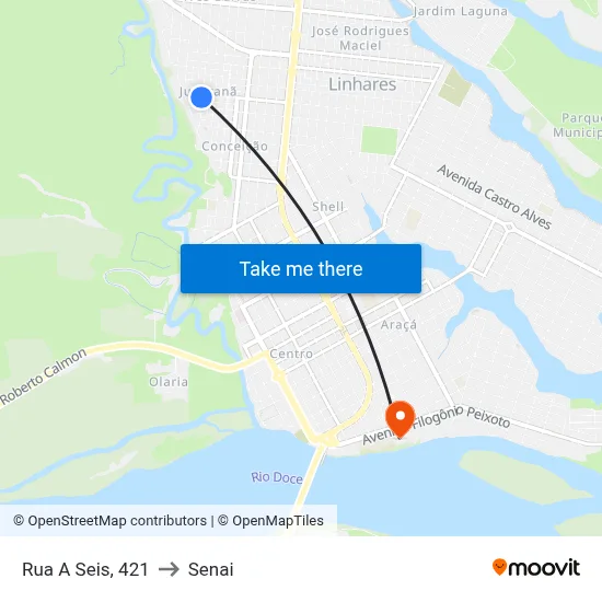 Rua A Seis, 421 to Senai map