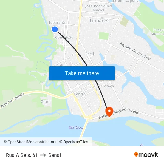 Rua A Seis, 61 to Senai map