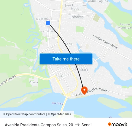 Avenida Presidente Campos Sales, 20 to Senai map