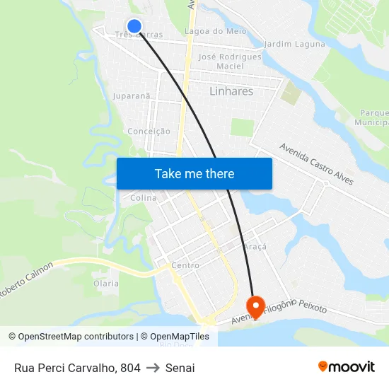Rua Perci Carvalho, 804 to Senai map