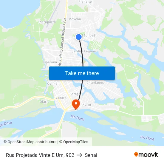 Rua Projetada Vinte E Um, 902 to Senai map