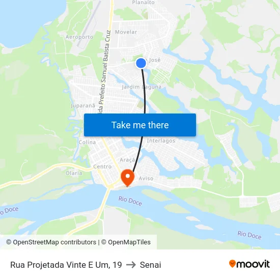 Rua Projetada Vinte E Um, 19 to Senai map