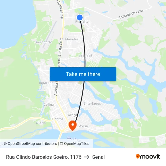 Rua Olindo Barcelos Soeiro, 1176 to Senai map