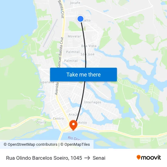 Rua Olindo Barcelos Soeiro, 1045 to Senai map