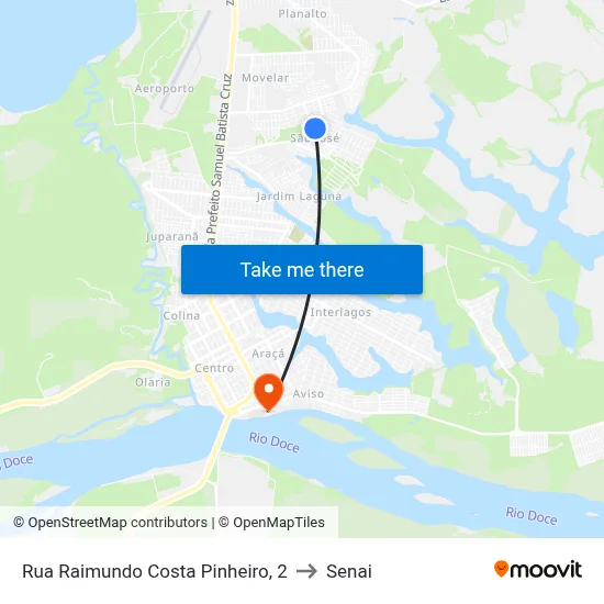 Rua Raimundo Costa Pinheiro, 2 to Senai map