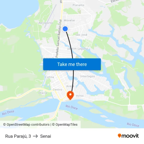 Rua Parajú, 3 to Senai map