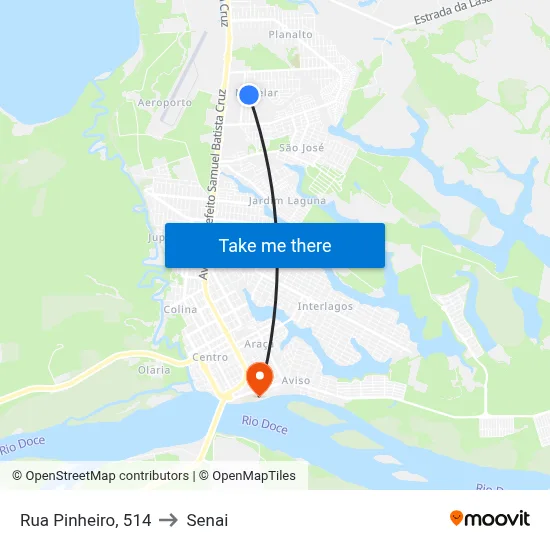 Rua Pinheiro, 514 to Senai map