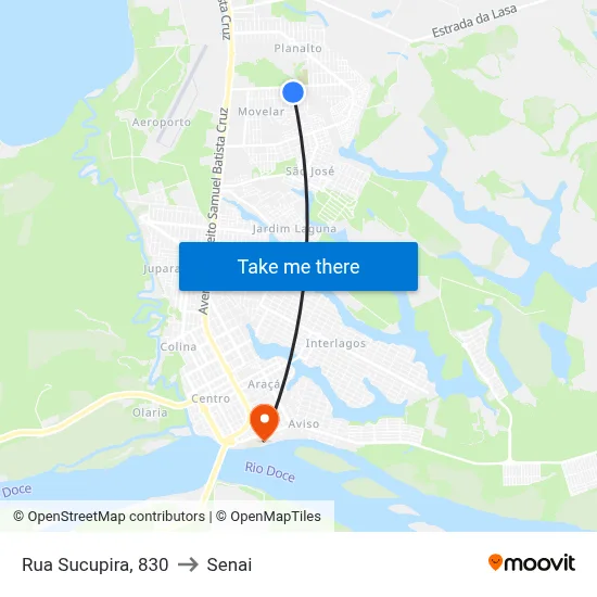 Rua Sucupira, 830 to Senai map