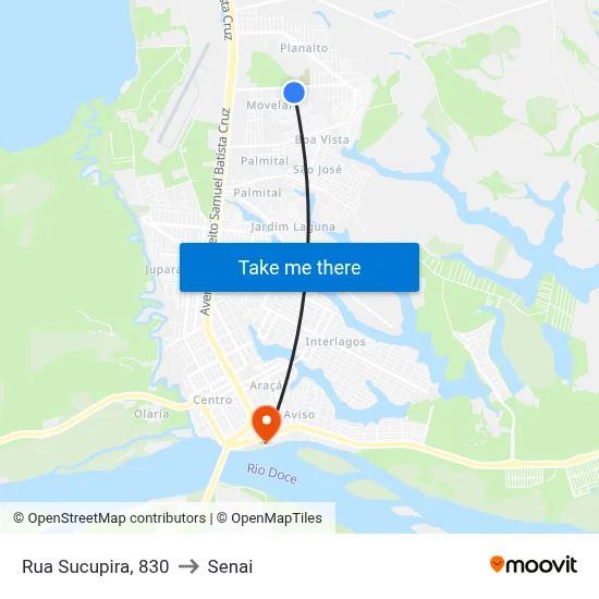 Rua Sucupira, 830 to Senai map