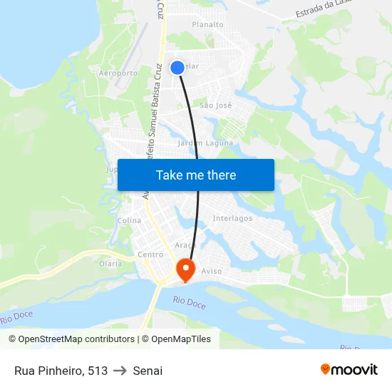 Rua Pinheiro, 513 to Senai map
