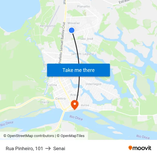 Rua Pinheiro, 101 to Senai map