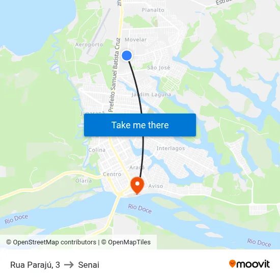 Rua Parajú, 3 to Senai map