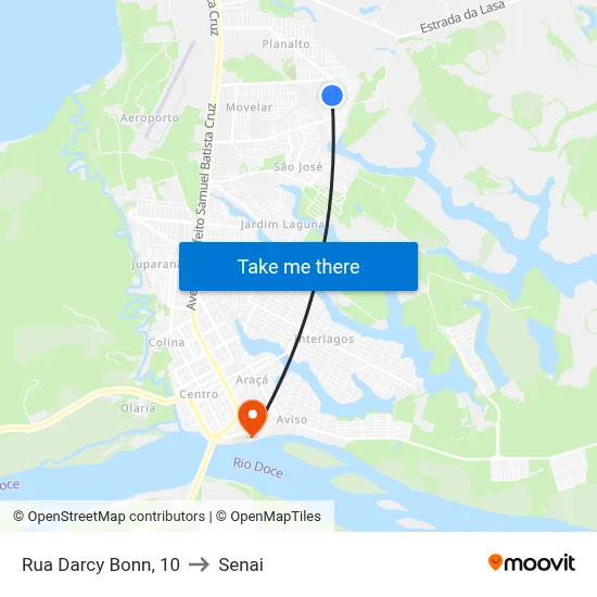 Rua Darcy Bonn, 10 to Senai map