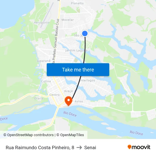 Rua Raimundo Costa Pinheiro, 8 to Senai map