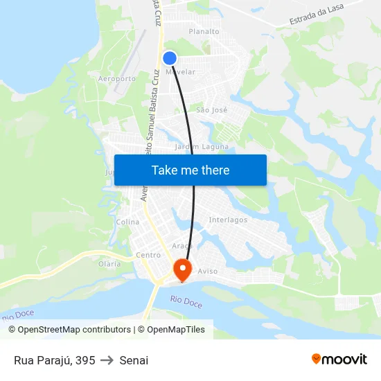 Rua Parajú, 395 to Senai map
