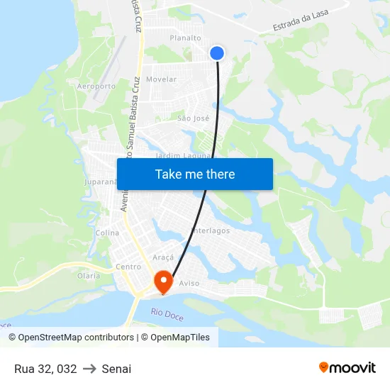 Rua 32, 032 to Senai map
